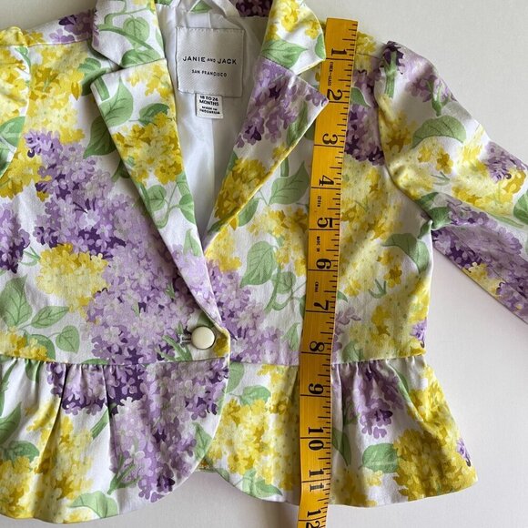 Janie and Jack Yellow and Purple Floral Toddler Jacket Size 18-24 Mo - Picture 5 of 6